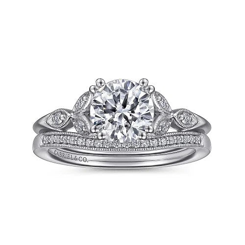 Celia - 14K White Gold Round Diamond Engagement Ring (setting only)