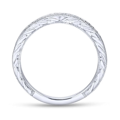 14K White Gold diamond controu Wedding Band