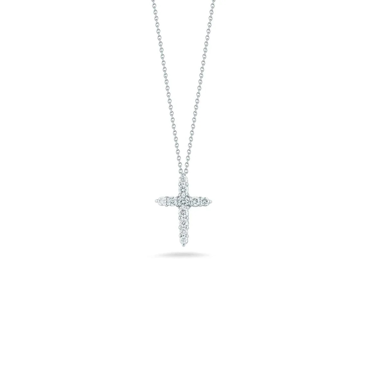 Roberto Coin 18kt White Gold Diamond Cross Pendant Necklace