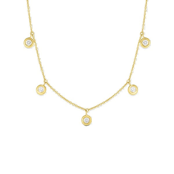 18K GOLD DIAMONDS BY THE INCH DANGLING FIVE STATION NECKLACE