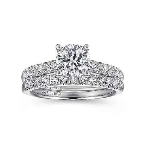 Jones - 14K White Gold Round Diamond Engagement Ring (Setting Only)