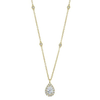 0.40CT-CTR(PEAR) 0.21CT-SIDE DIAMOND NECKLACE