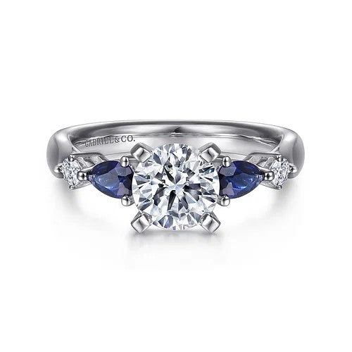 Carrie - 14K White Gold Round Five Stone Sapphire and Diamond Engagement Ring (Setting Only)