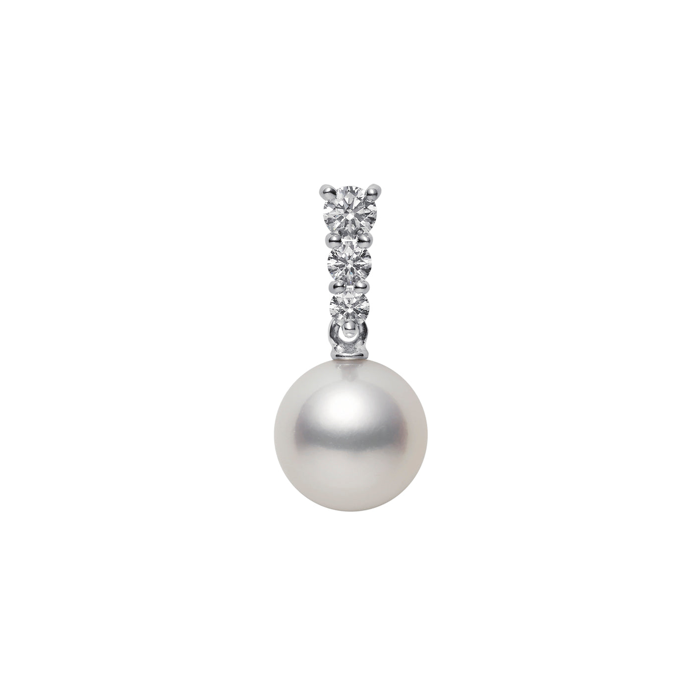 18kt White Gold Akoya Pearl and Diamond Dangle Earrings