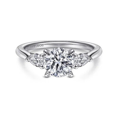 Sunday - 14K White Gold Round 3 Stone Diamond Engagement Ring (Setting Only)