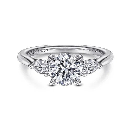 Sunday - 14K White Gold Round 3 Stone Diamond Engagement Ring (Setting Only)