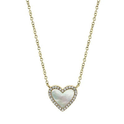 0.09CT DIAMOND & 0.56CT MOTHER OF PEARL HEART NECKLACE