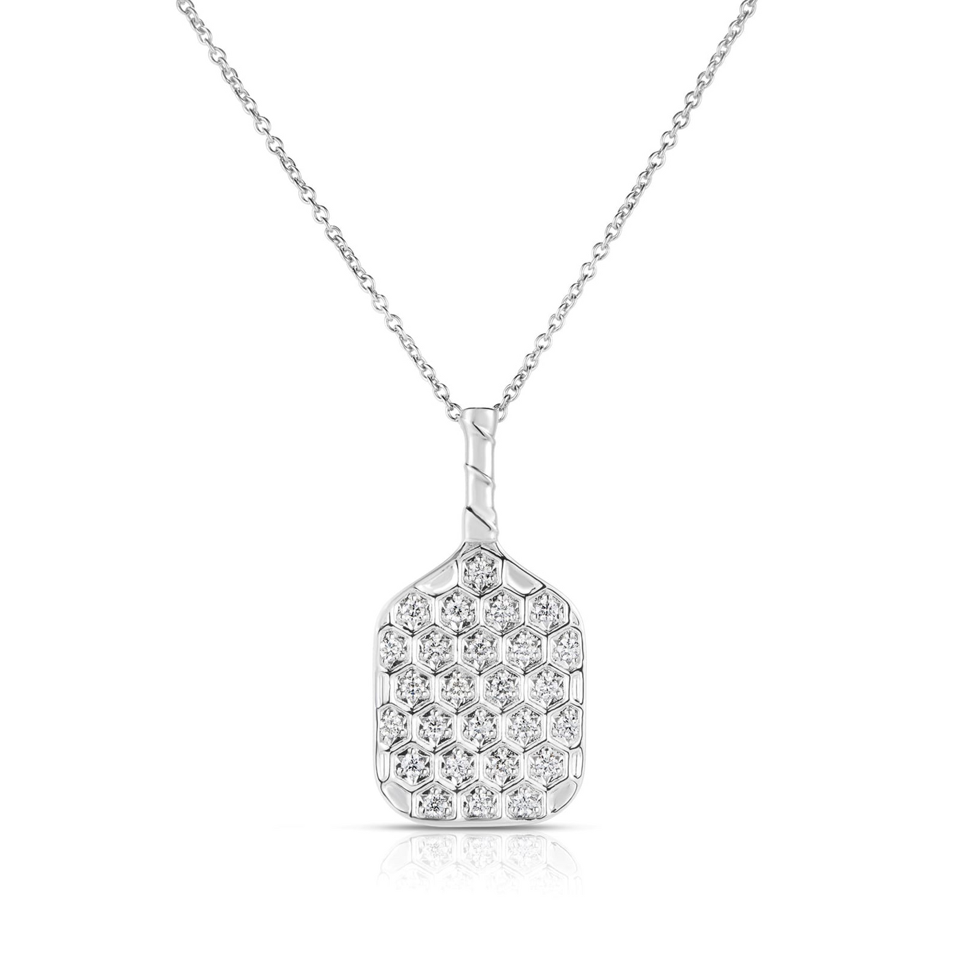 18K White Gold Tiny Treasures Diamond Pickleball Paddle Necklace