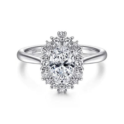 Jada - 14K White Gold Oval Halo Diamond Engagement Ring (Setting Only)