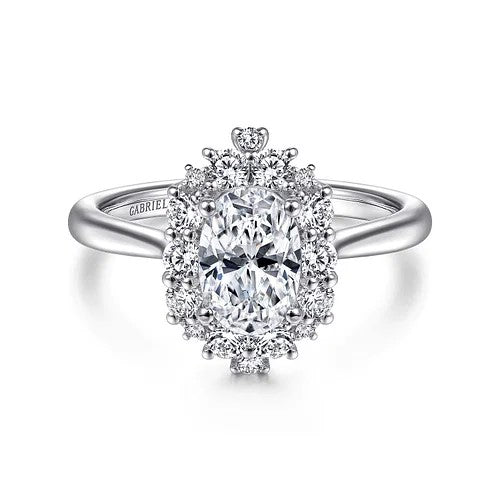 Jada - 14K White Gold Oval Halo Diamond Engagement Ring (Setting Only)