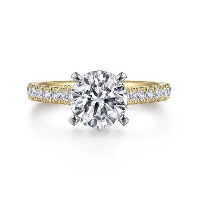 14K White-Yellow Gold Round Diamond Engagement Ring