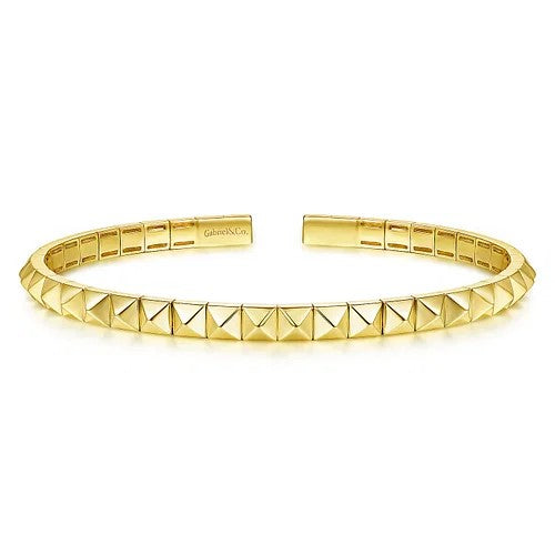 14K Yellow Gold Grommet Open Cuff Bracelet