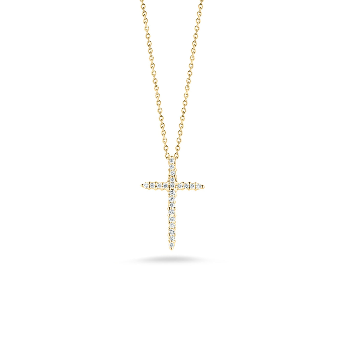 18K YELLOW GOLD TINY TREASURES DIAMOND SLIVER CROSS NECKLACE