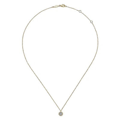 14K Yellow Gold Octagonal Pave Diamond Pendant Necklace