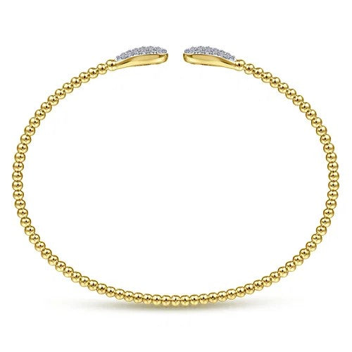 14K Yellow Gold Bujukan Diamond Teardrops Bangle