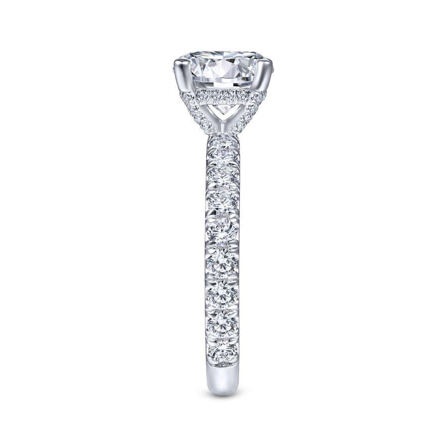 Ulani - 14K White Gold Round Diamond Engagement Ring (Setting Only)