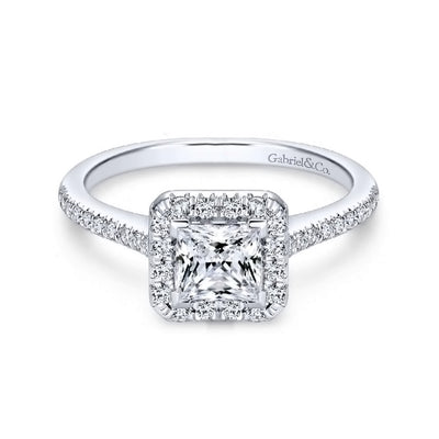 Patience - 14K White Gold Princess Halo Diamond Engagement Ring