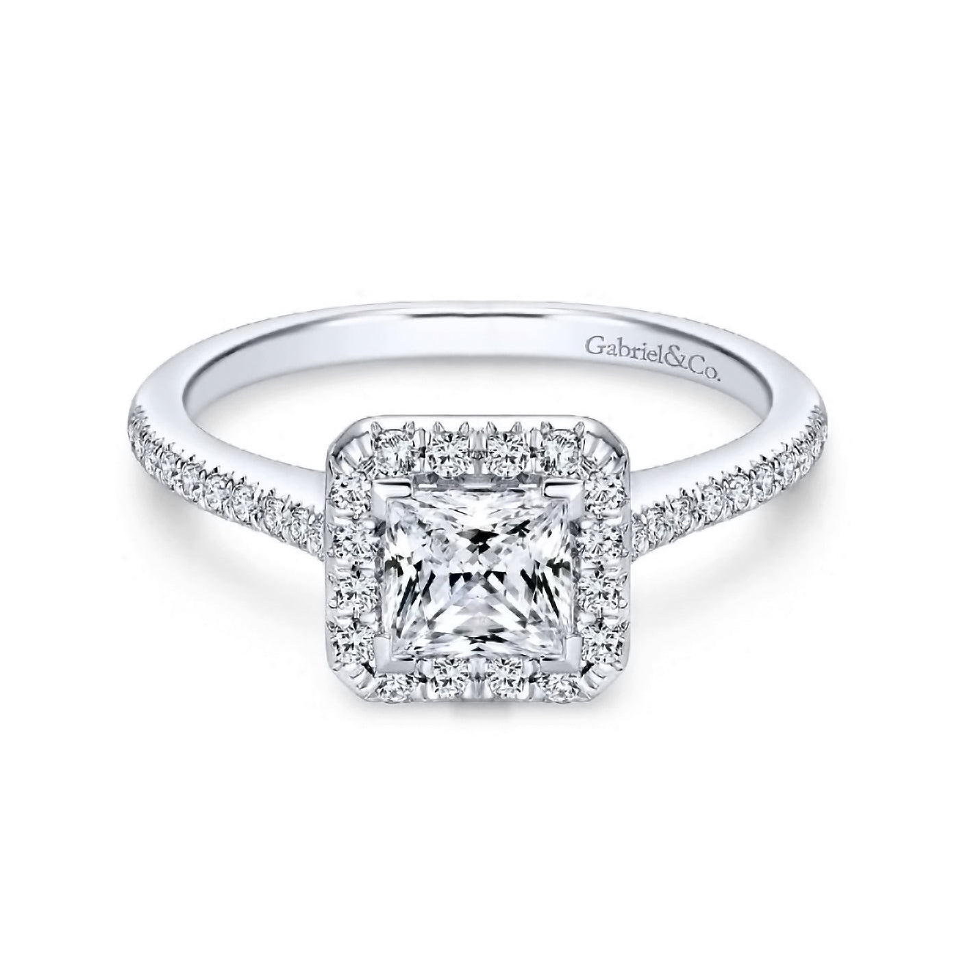 Patience - 14K White Gold Princess Halo Diamond Engagement Ring