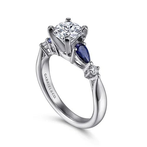 Carrie - 14K White Gold Round Five Stone Sapphire and Diamond Engagement Ring (Setting Only)