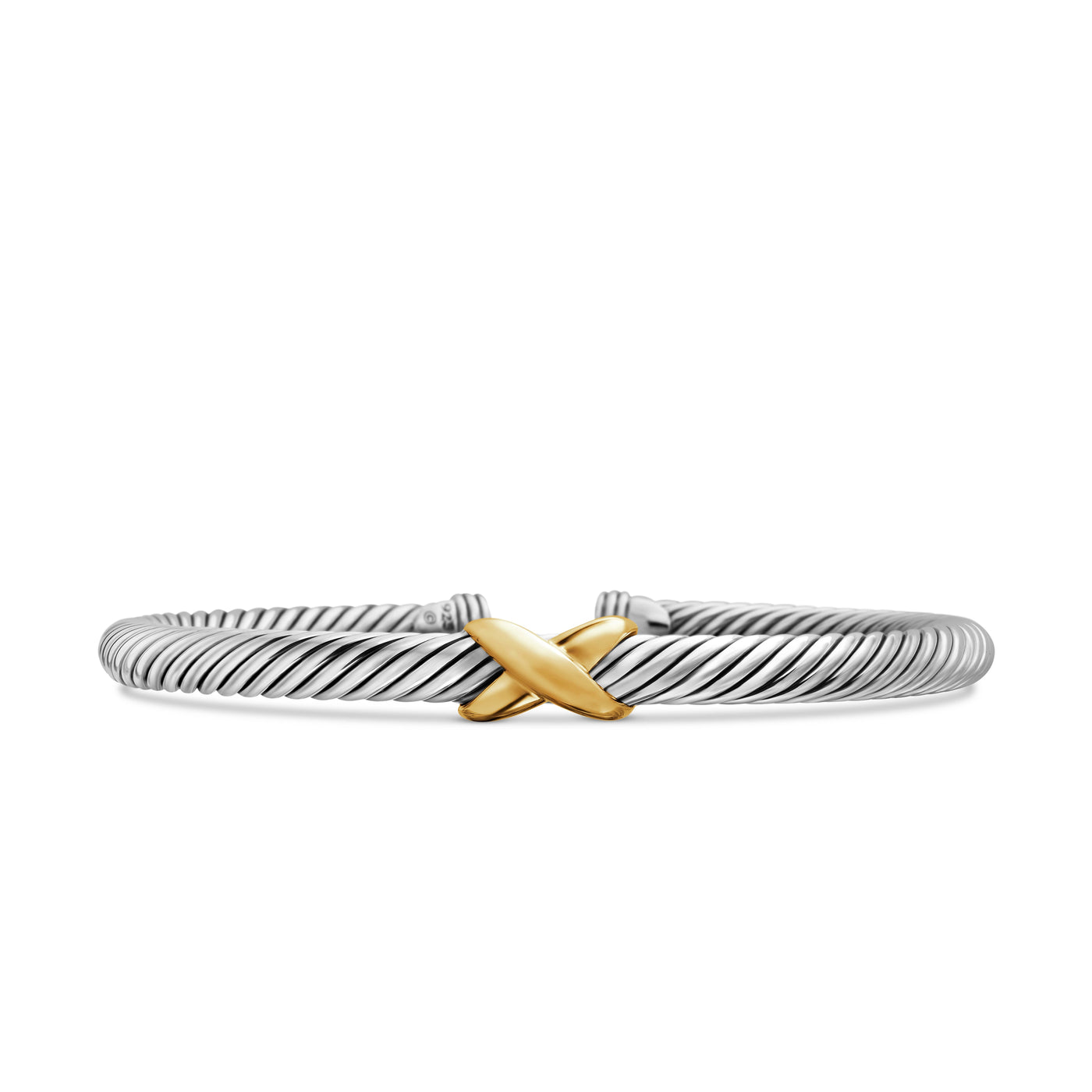 X Classic Cable Station Bracelet in Sterling Silver with 14K Yellow Gold\, 5mm