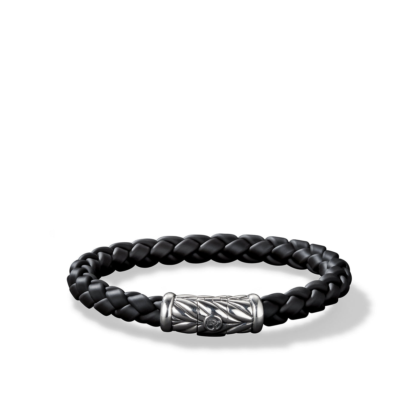 Chevron Bracelet in Black Rubber and Sterling Silver\, 8mm