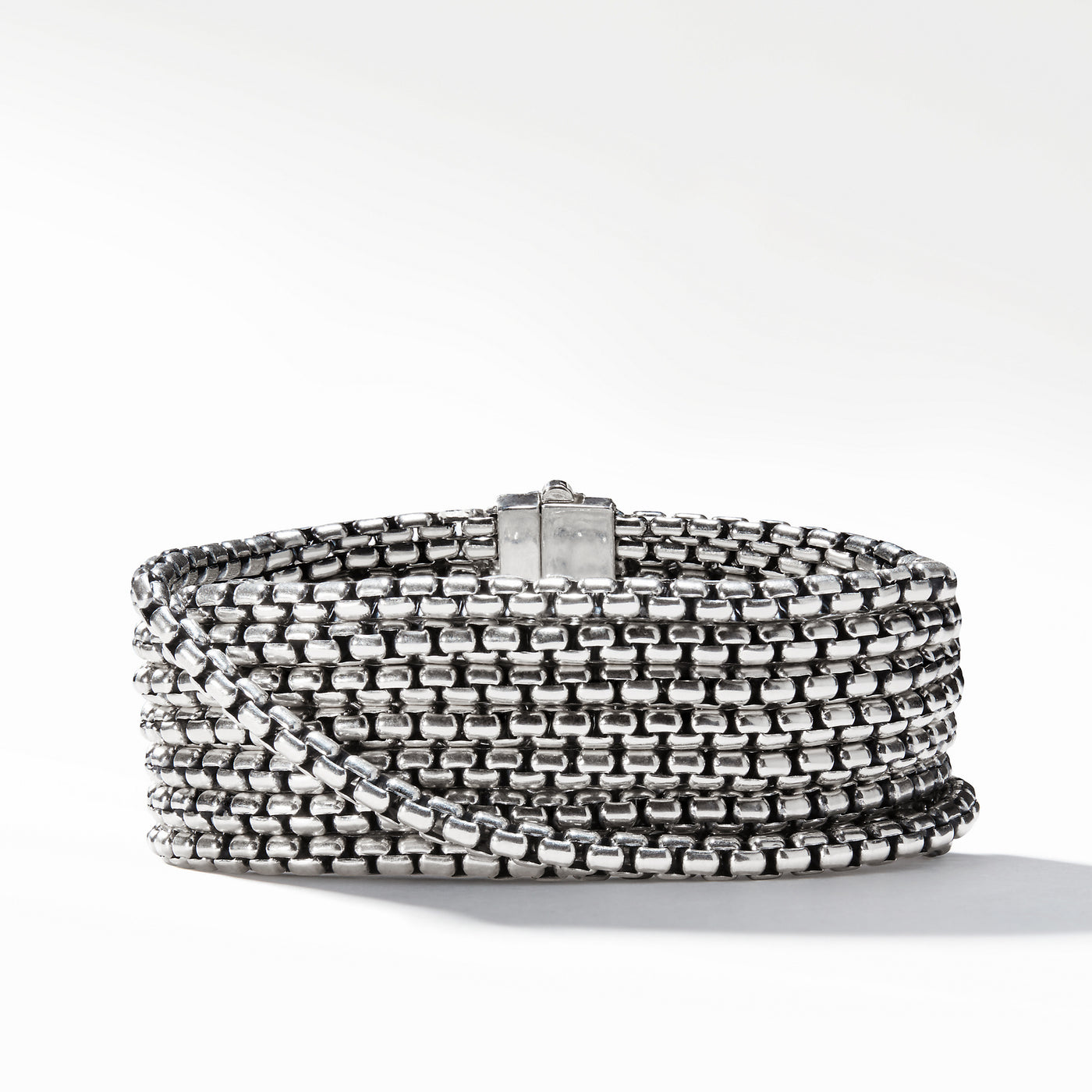 Box Chain Eight Row Bracelet in Sterling Silver\, 28mm