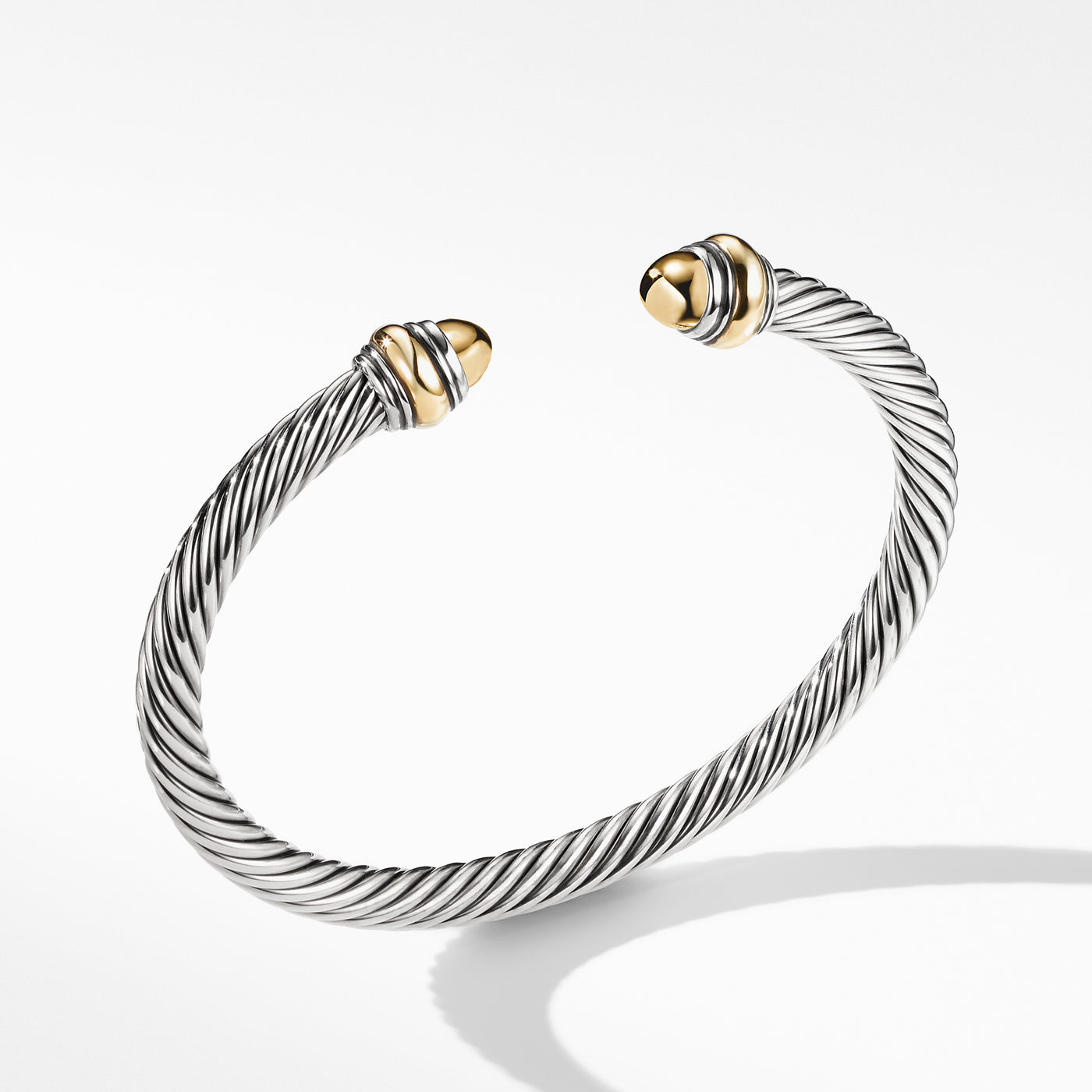 Classic Cable Bracelet in Sterling Silver with 14K Yellow Gold and Gold Domes\, 5mm