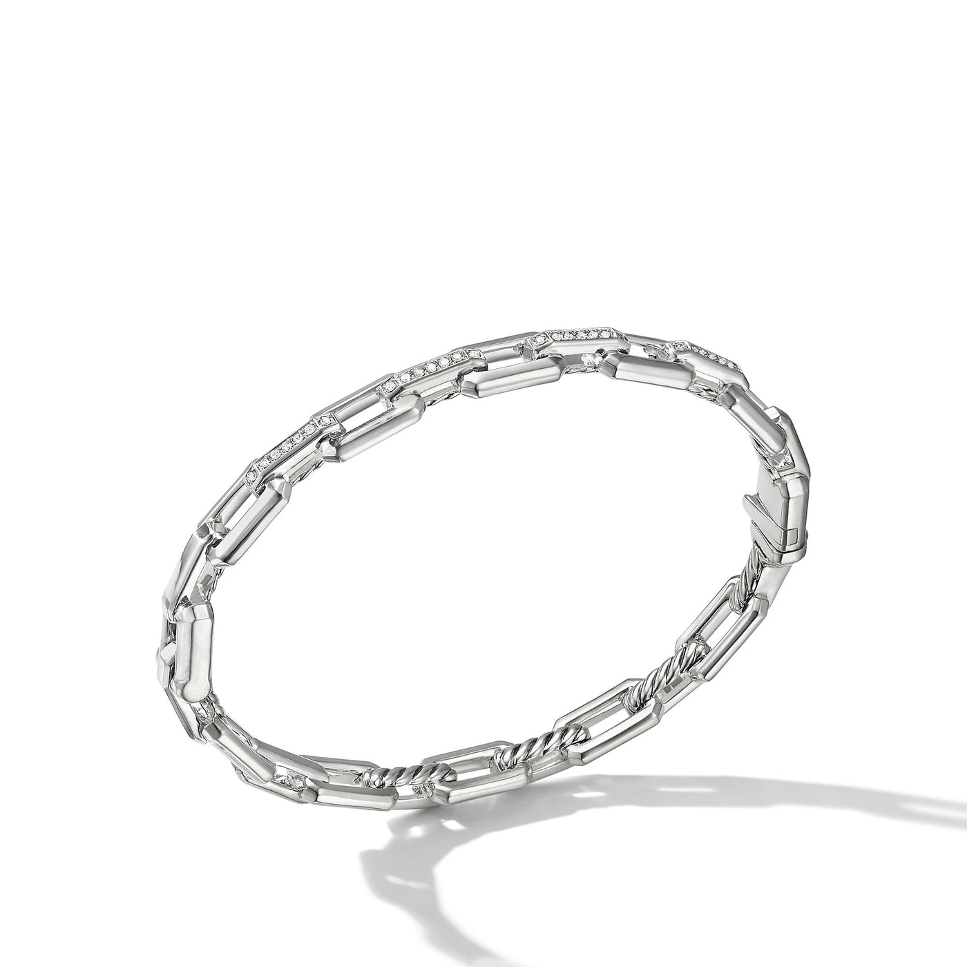 Stax Link Bracelet in Sterling Silver with Diamonds\, 6.7mm