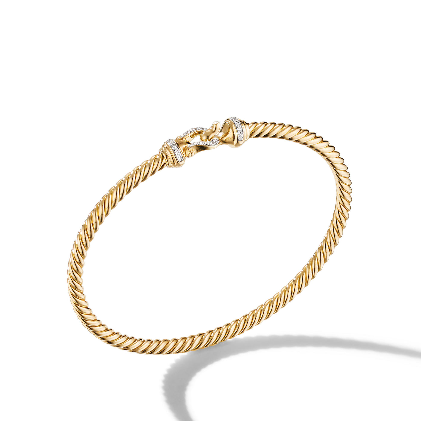 Buckle Cablespira® Bracelet in 18K Yellow Gold with Diamonds\, 3.5mm