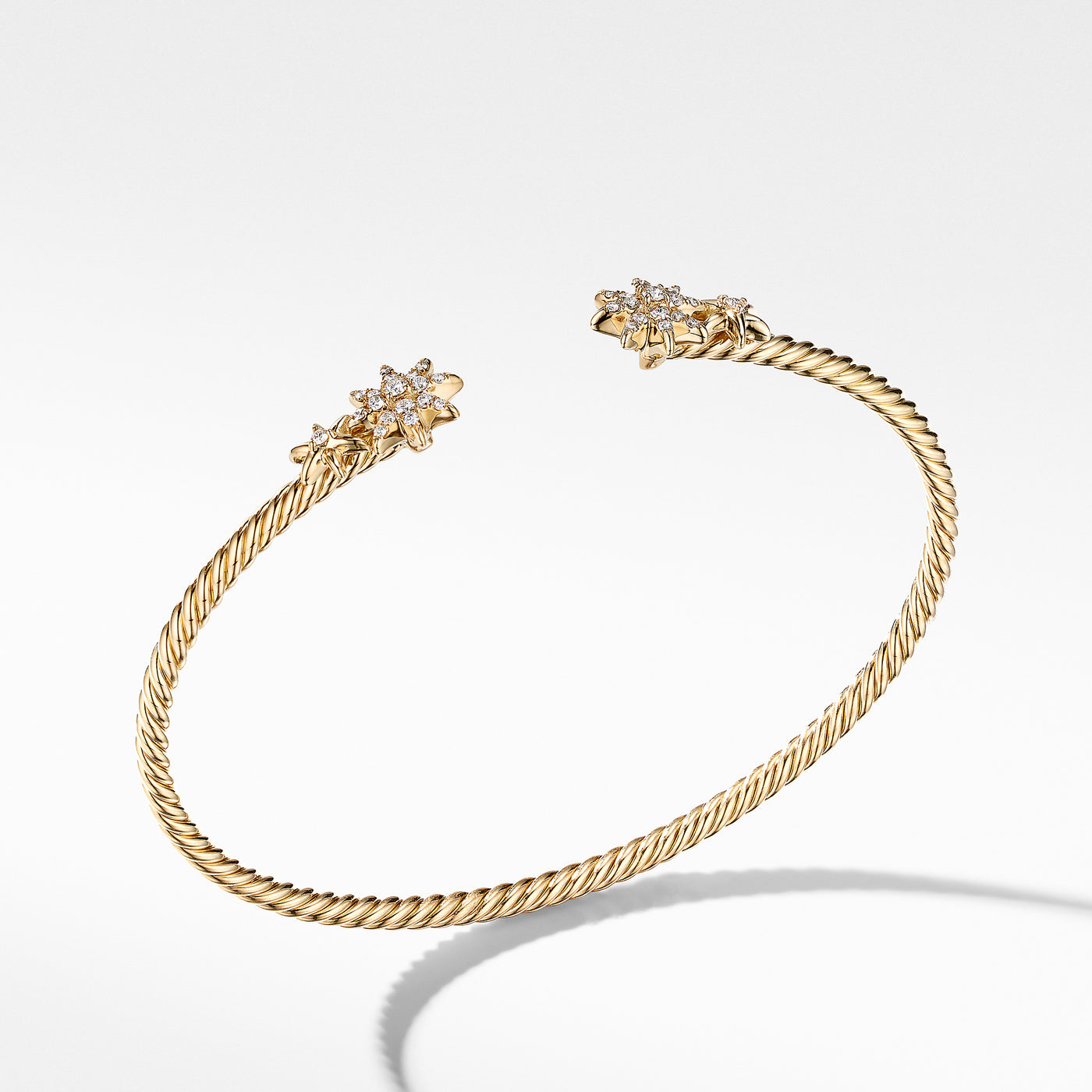 Petite Starburst Cable Bracelet in 18K Yellow Gold with Diamonds\, 2.6mm