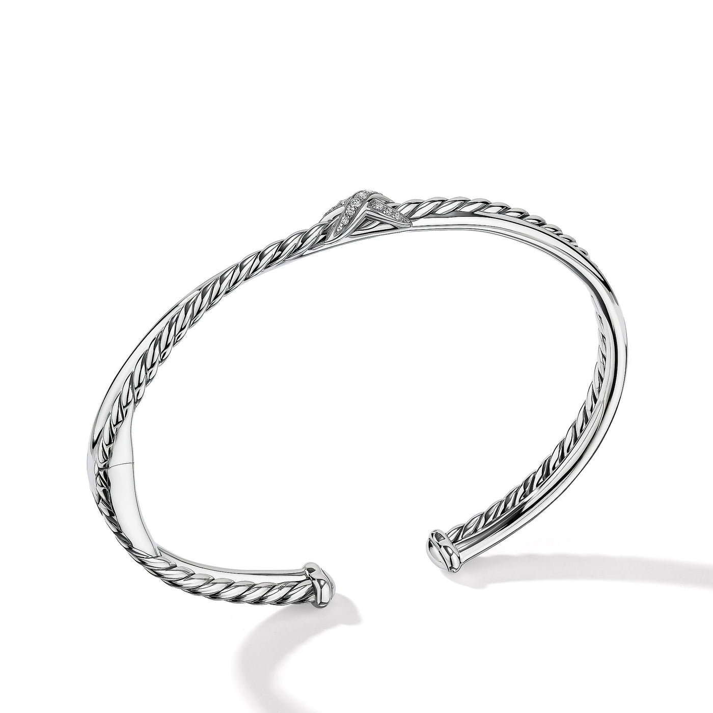 Petite X Center Station Bracelet in Sterling Silver with Diamonds\, 5.2mm