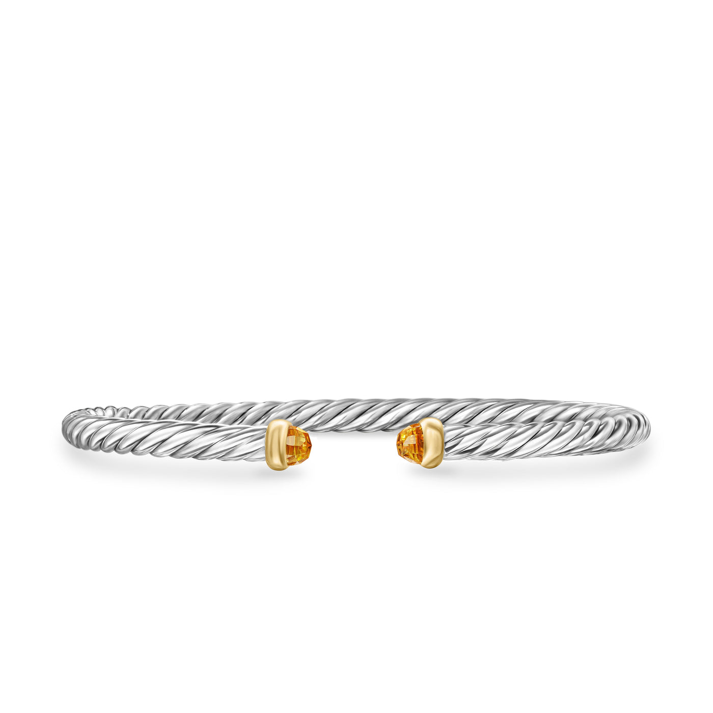 Cable Flex Bracelet in Sterling Silver with 14K Yellow Gold and Citrine\, 4mm