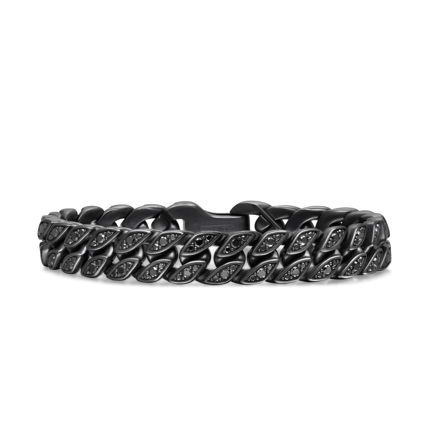 Curb Chain Bracelet in Black Titanium with Black Diamonds\, 11.5mm