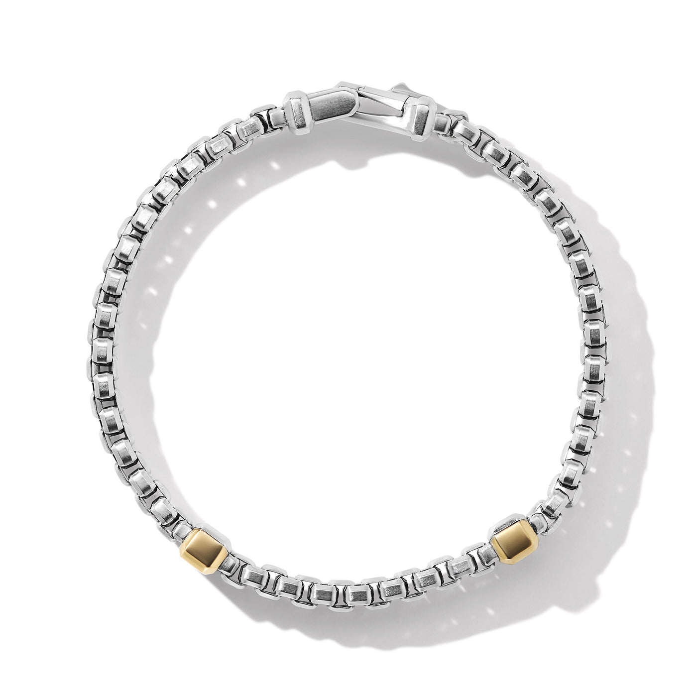 Double Box Chain Bracelet in Sterling Silver with 18K Yellow Gold\, 10.5mm