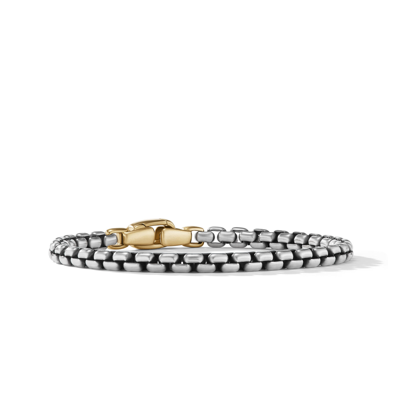 Box Chain Bracelet in Sterling Silver with 14K Yellow Gold