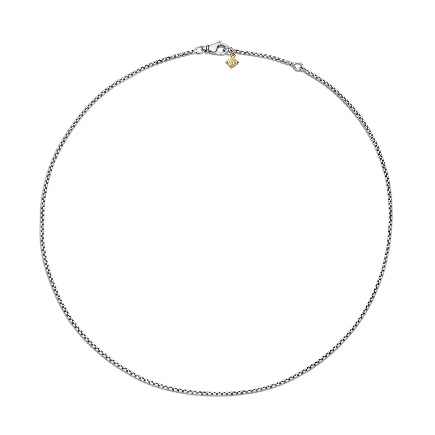 Box Chain Necklace in Sterling Silver with 14K Yellow Gold Accent, 1.7mm