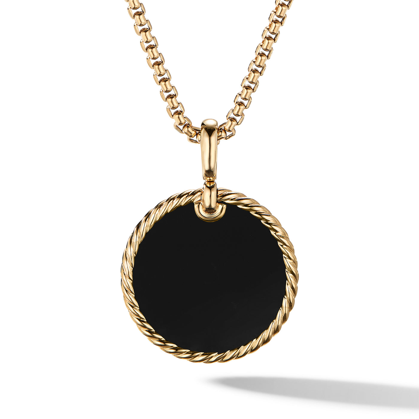 DY Elements® Disc Pendant in 18K Yellow Gold with Black Onyx Reversible to Mother of Pearl\, 24mm