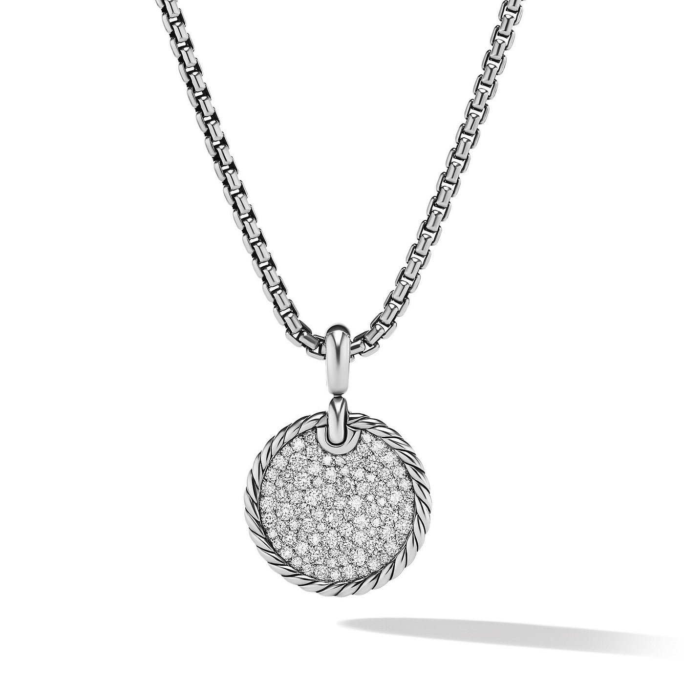 DY Elements® Disc Pendant in Sterling Silver with Diamonds\, 21mm