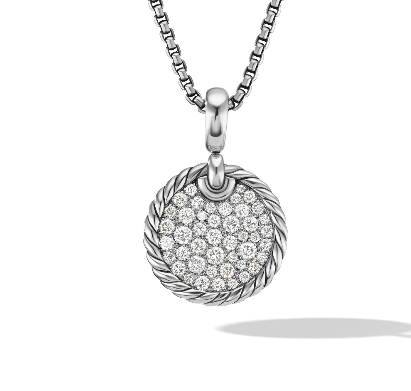 DY Elements® Disc Pendant in Sterling Silver with Diamonds\, 17.5mm