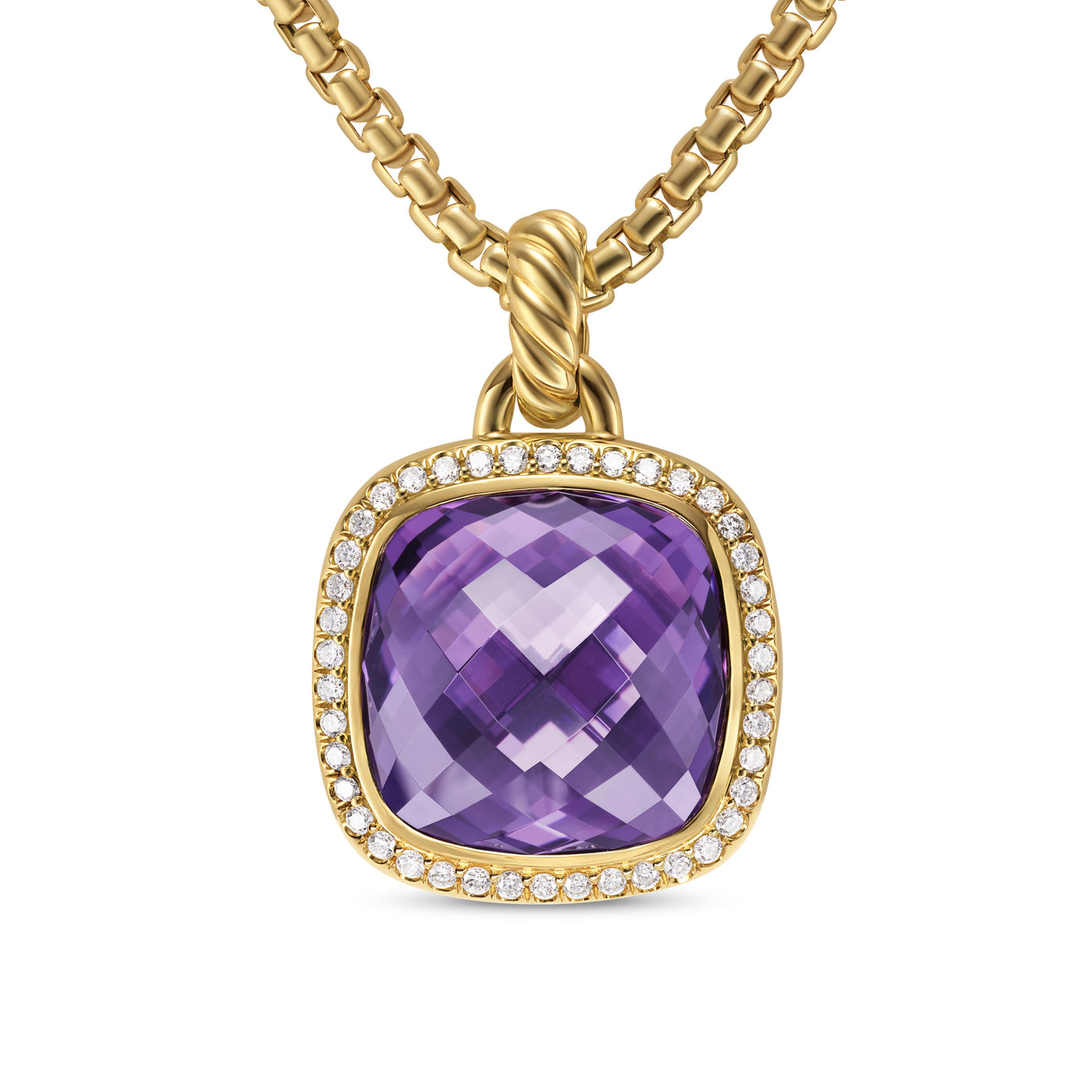 Albion® Pendant in 18K Yellow Gold with Amethyst and Diamonds\, 15mm