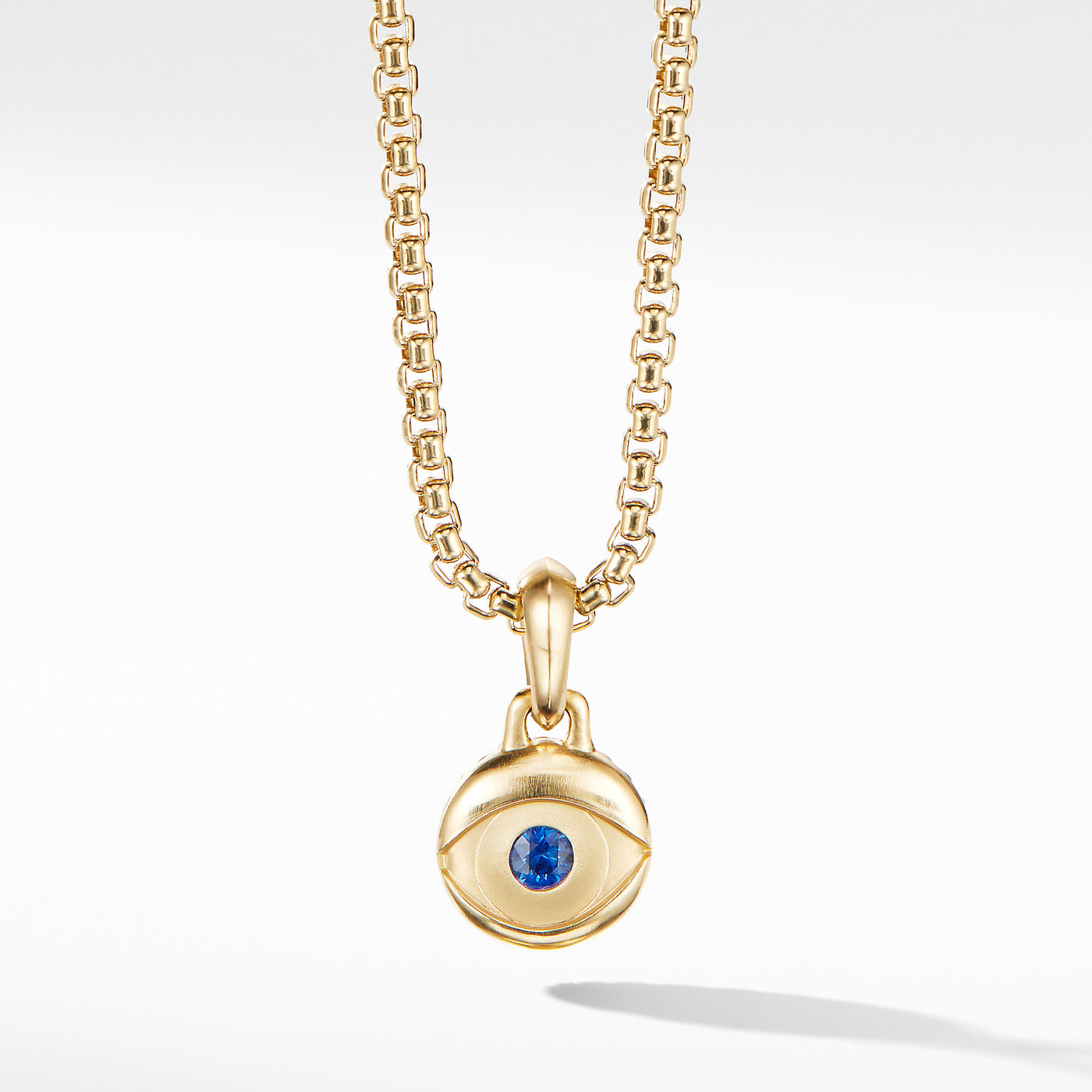 Evil Eye Amulet in 18K Yellow Gold with Blue Sapphire\, 14.5mm