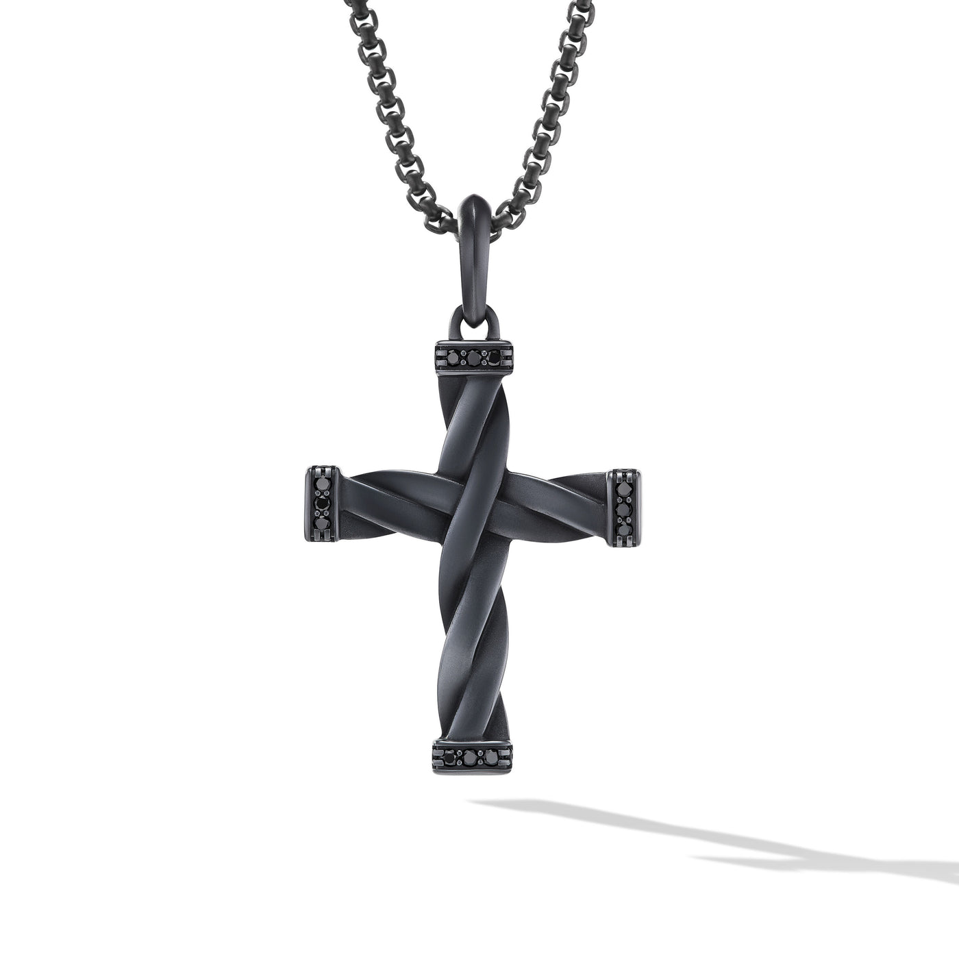 DY Helios™ Cross Pendant in Black Titanium with Black Diamonds\, 48mm