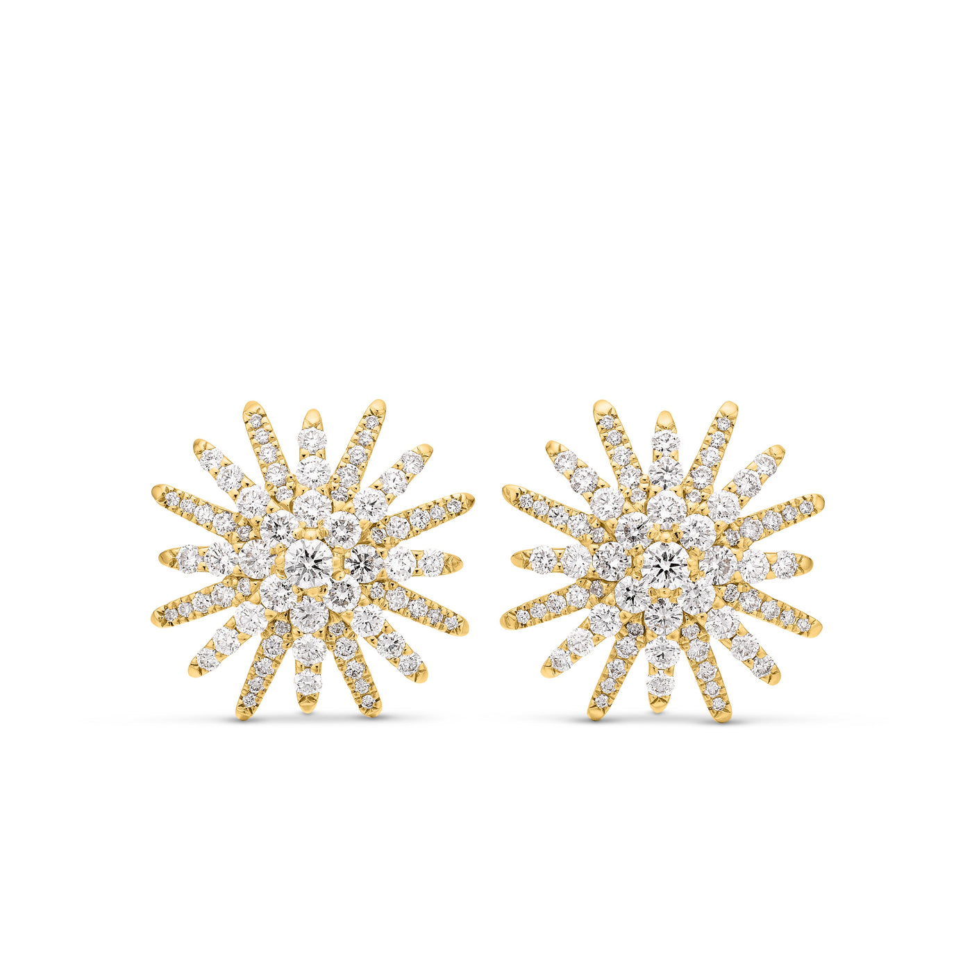 Starburst Stud Earrings in 18K Yellow Gold with Diamonds\, 19mm