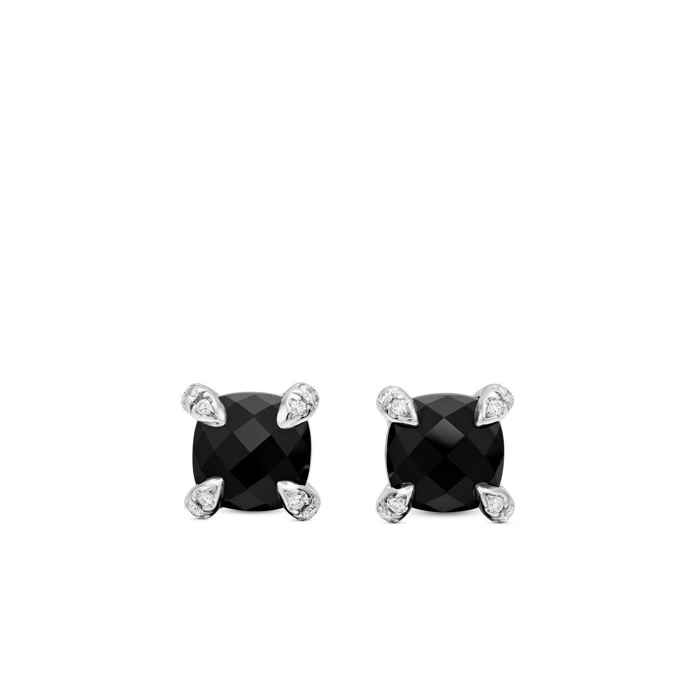 Petite Chatelaine® Stud Earrings in Sterling Silver with Black Onyx and Diamonds\, 6mm