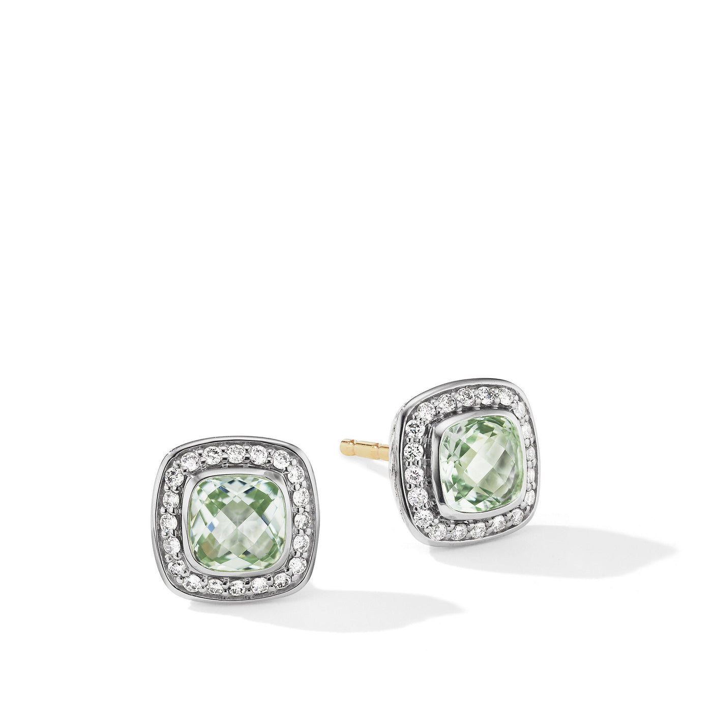 Petite Albion® Stud Earrings with Prasiolite and Pavé Diamonds