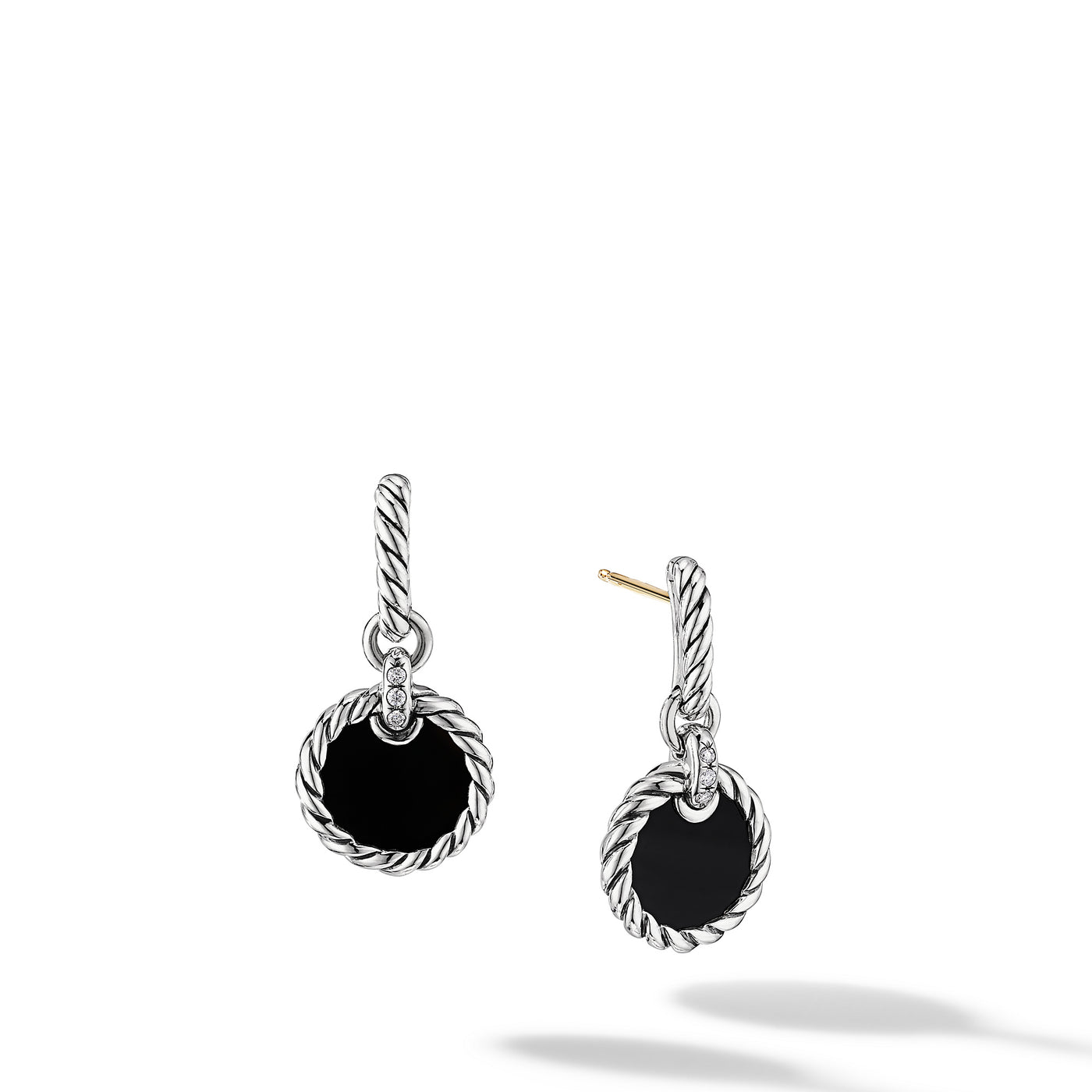 DY Elements® Drop Earrings in Sterling Silver with Black Onyx and Diamonds\, 25mm