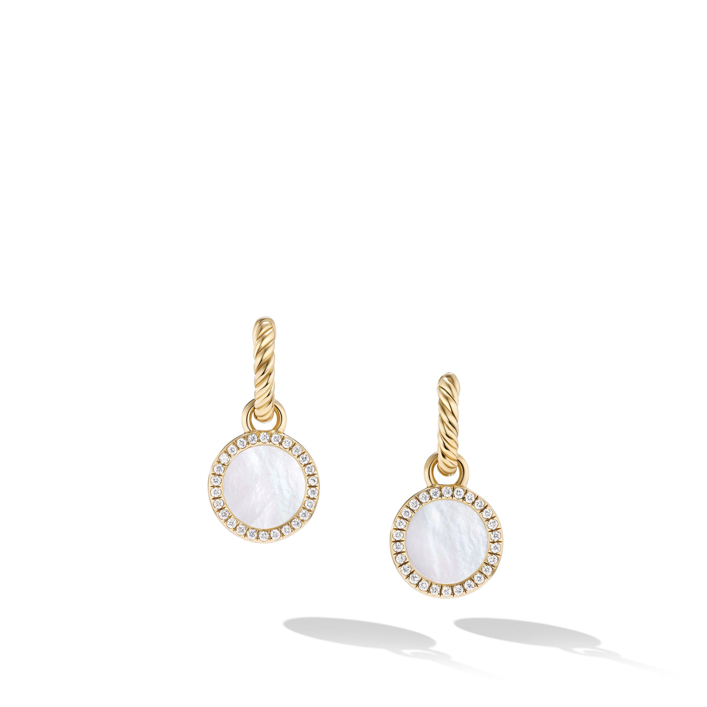 Petite DY Elements® Drop Earrings in 18K Yellow Gold with Mother of Pearl and Diamonds\, 22.6mm