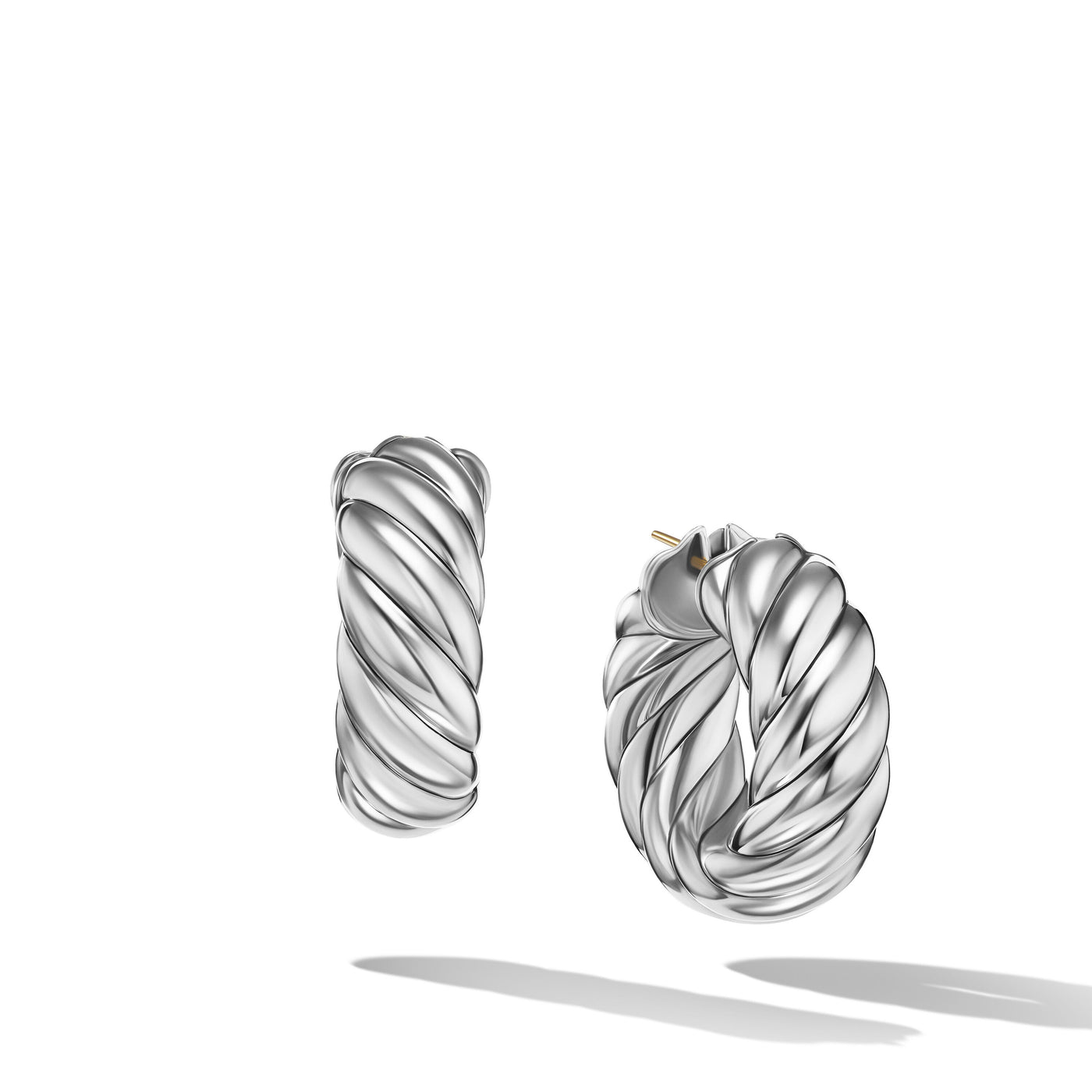 Sculpted Cable Hoop Earrings in Sterling Silver\, 25mm