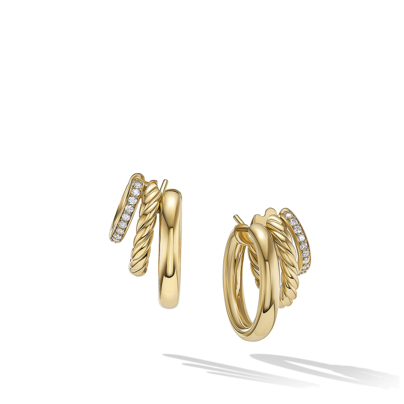 DY Mercer™ Multi Hoop Earrings in 18K Yellow Gold with Diamonds\, 21mm