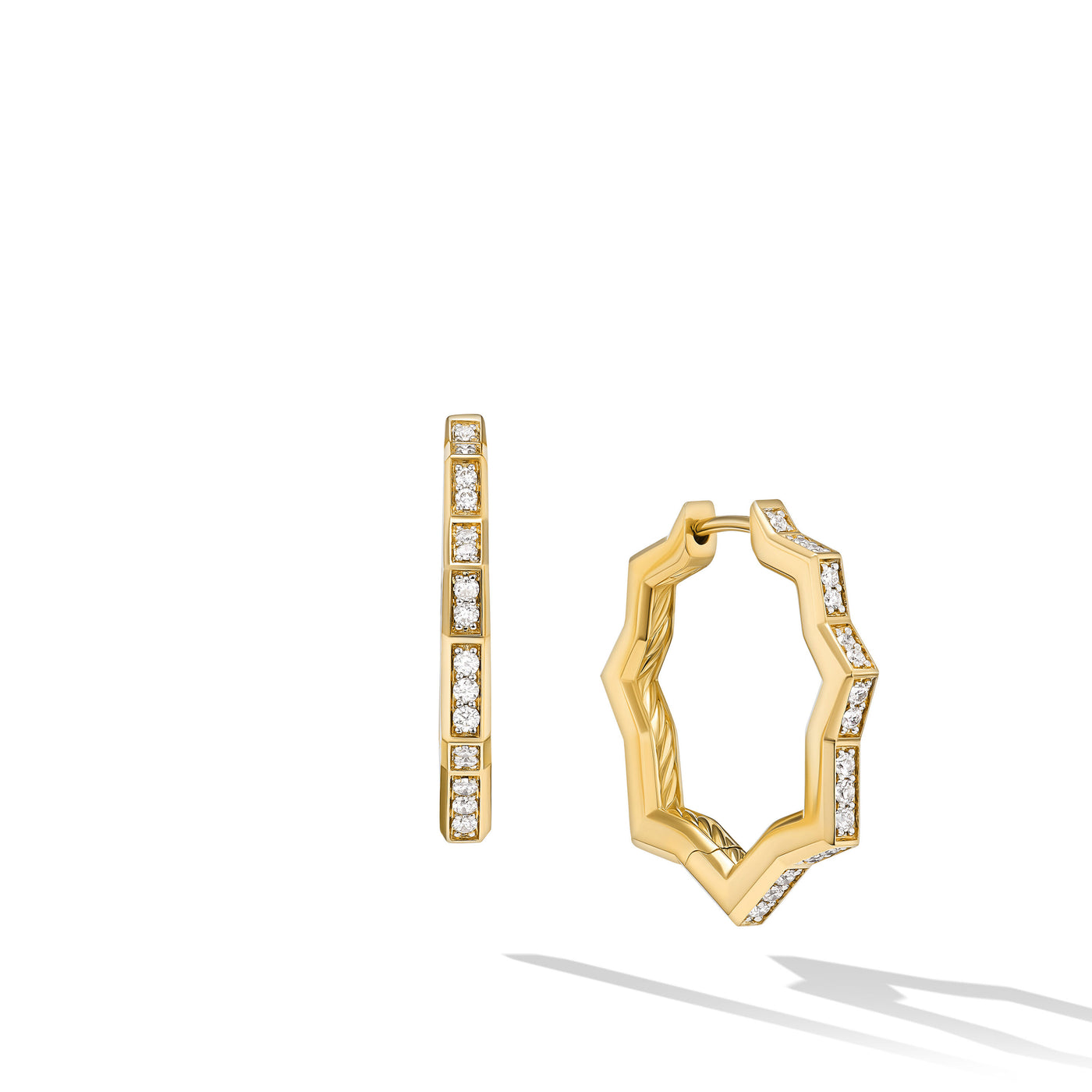 Zig Zag Stax™ Hoop Earrings in 18K Yellow Gold with Diamonds\, 22.8mm